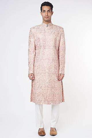 light pink floral embroidered sherwani