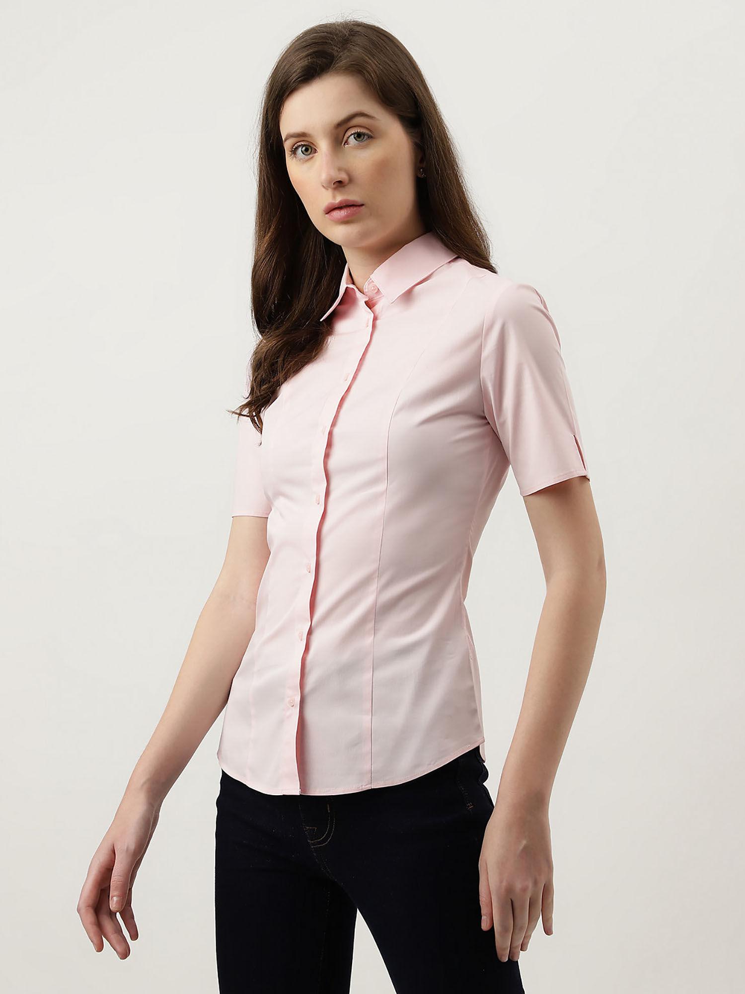 light pink plain regular fit shirt