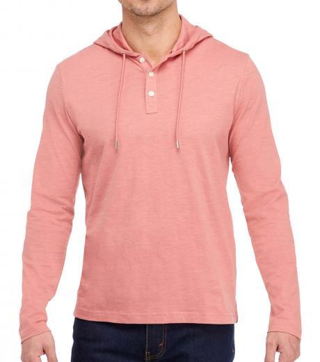 light pink slub henley hoodie