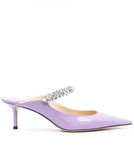 light purple bing 65 crystal strap patent heels