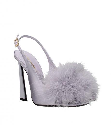 light purple faux-fur heels