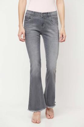 light wash cotton blend bootcut fit womens jeans - grey