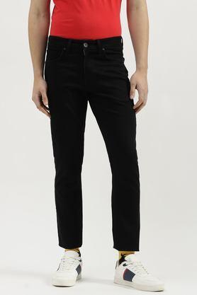 light wash cotton blend skinny fit men's jeans - black