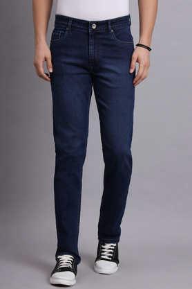 light wash denim regular fit men's jeans - dark blue