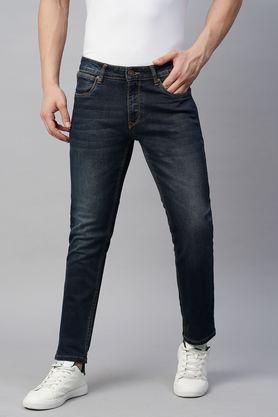 light wash denim slim fit men's jeans - dark blue