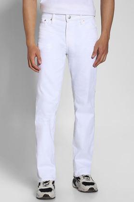 light wash polyester bootcut fit men's jeans - white
