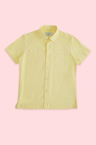 light yellow solid casual half sleeves regular collar boys regular fit shirt