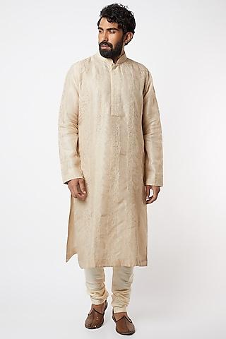light beige applique kurta set
