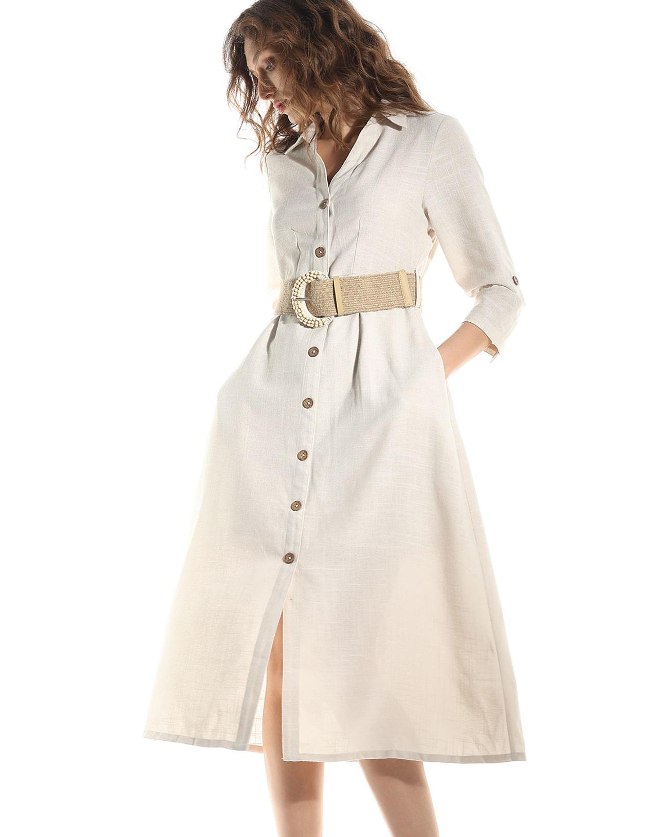 light beige linen shirt dress