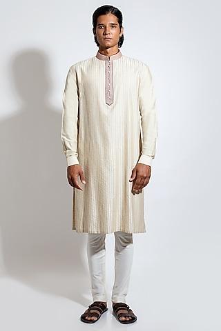 light beige spun cotton kurta set