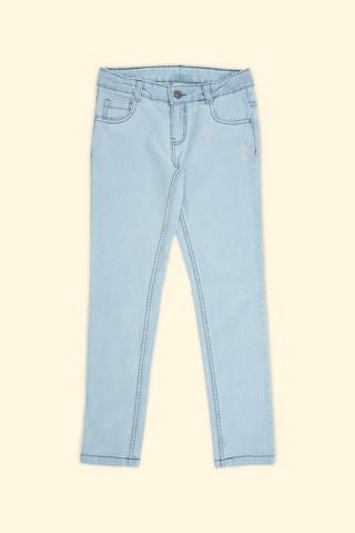light blue applique ankle-length casual girls regular fit jeans