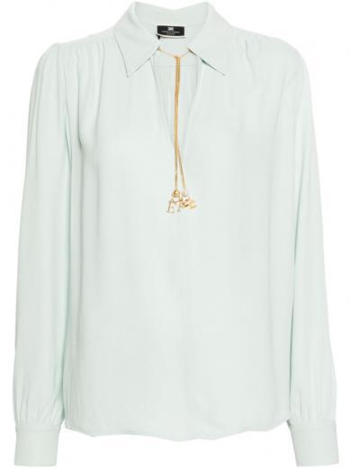 light blue blouse with chain
