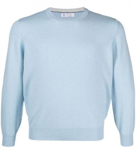 light blue cashmere knitted sweater