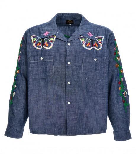 light blue chambray embroidery shirt