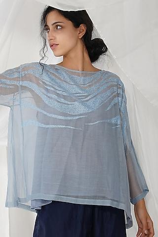 light blue chanderi silk top