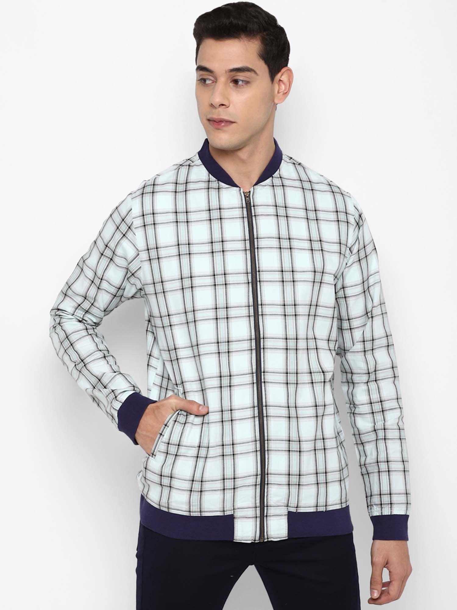 light blue checked casual jacket