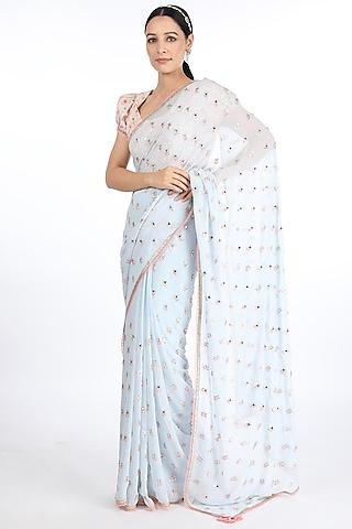 light blue chiffon saree set