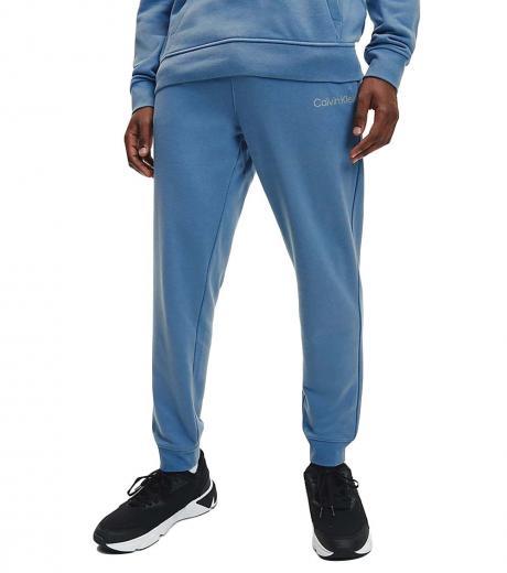 light blue cotton knit logo sweatpants