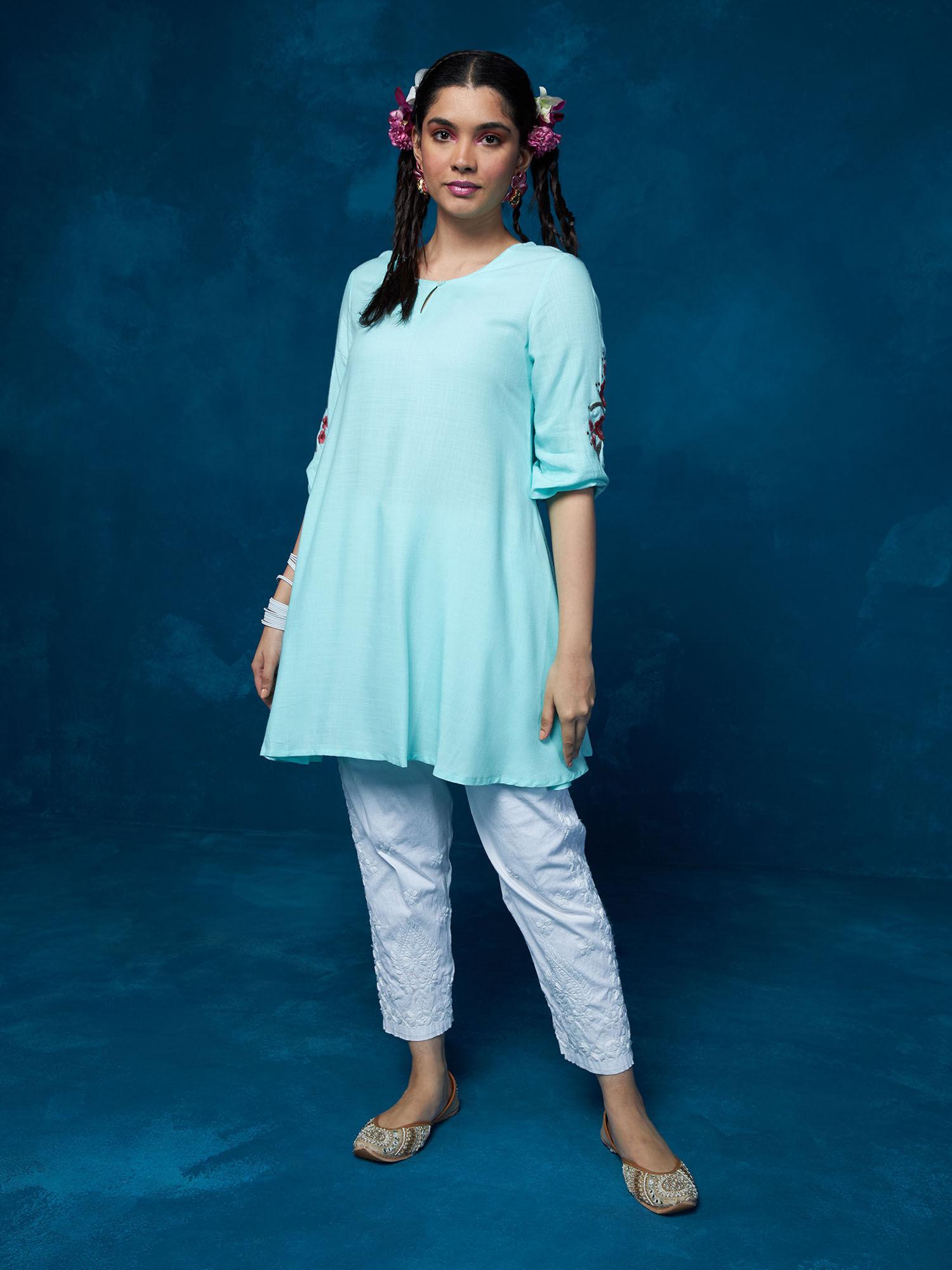 light blue embroidered aine tunic dress liktop03