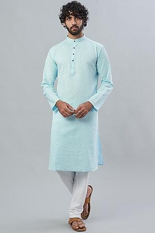 light blue embroidered kurta set