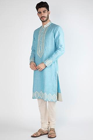 light blue embroidered kurta