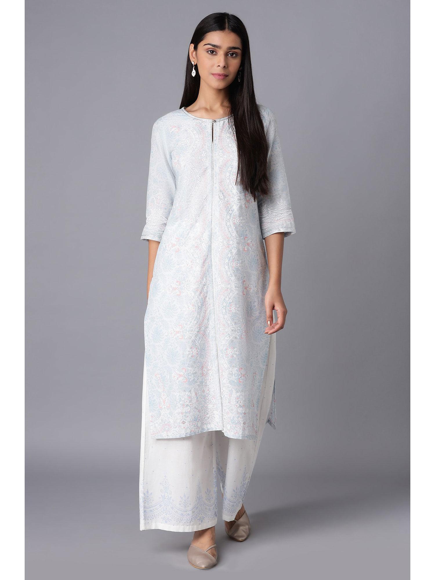 light blue floral kurta