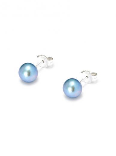 light blue freshwater blue pearl stud earrings