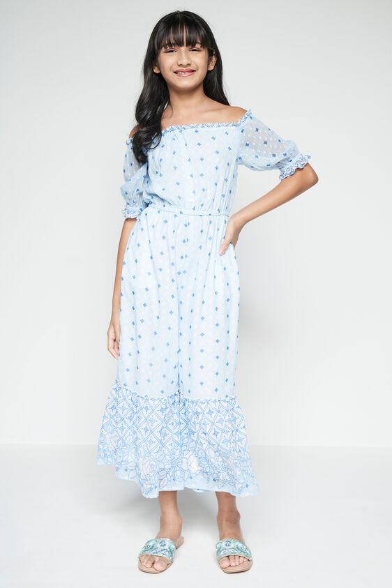 light blue frilled jumpsuit