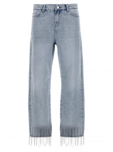 light blue fringes jeans