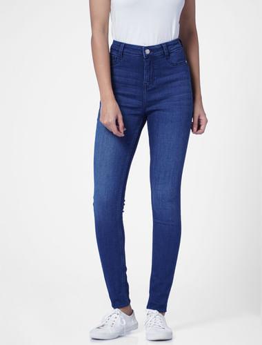 light blue high rise skinny jeans