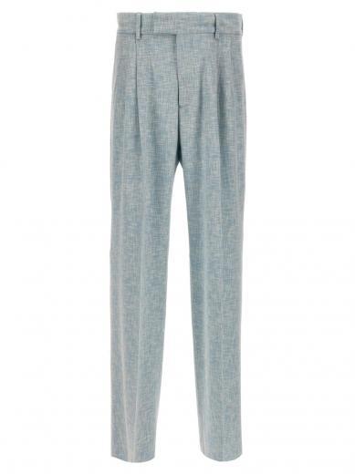 light blue ironed pleat pants