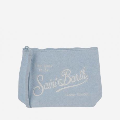 light blue logo clutch