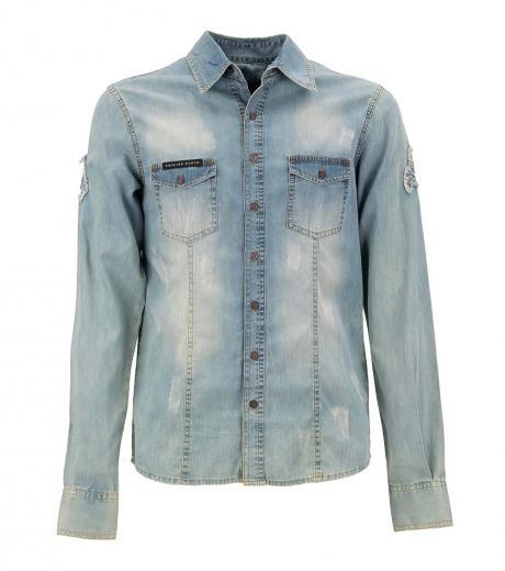 light blue logo denim shirt