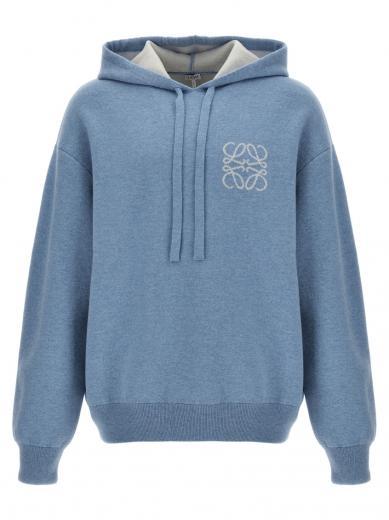light blue logo hooded sweater