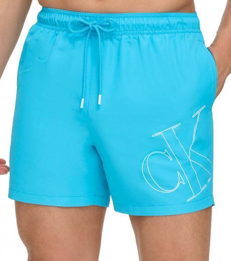 light blue logo print swim trunks