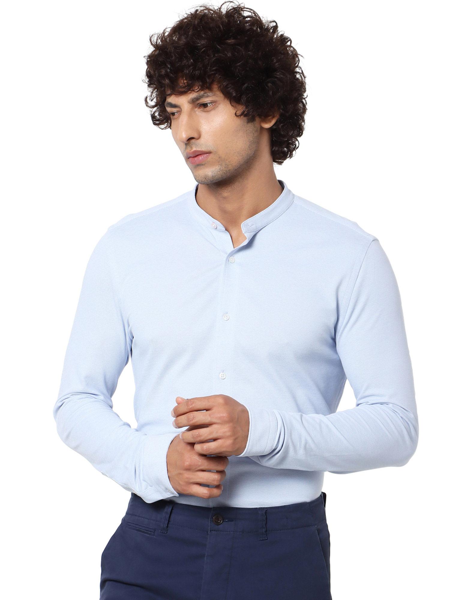 light blue mandarin collar full sleeves shirt