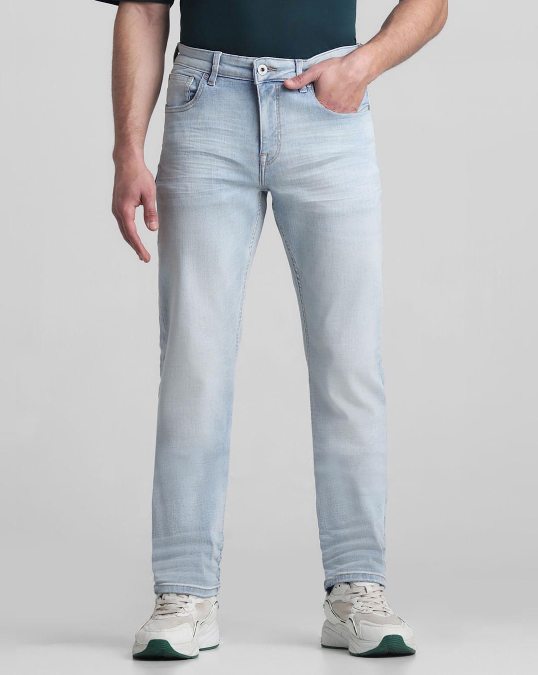 light blue mid rise clark regular fit jeans