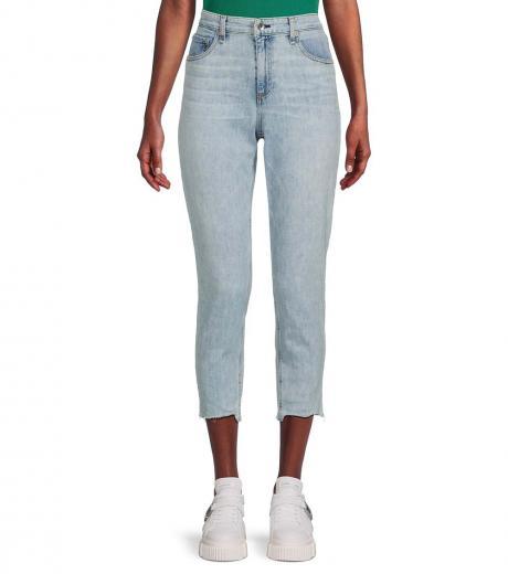 light blue mid rise cropped skinny jeans