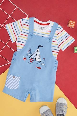 light blue print full length  casual baby regular fit  dungaree