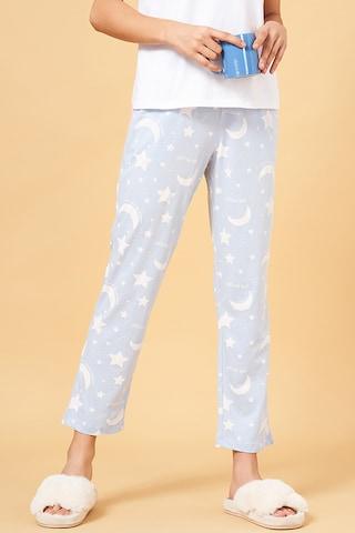 light blue print full length  sleepwear women comfort fit  pyjamas