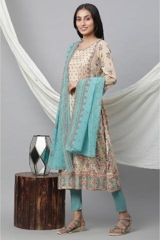 light blue print polyester dupatta