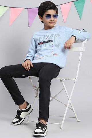 light blue print sweatshirt