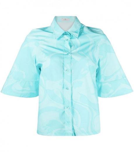 light blue printed cotton shirt