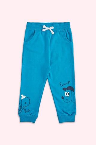 light blue printed full length casual baby regular fit track pants