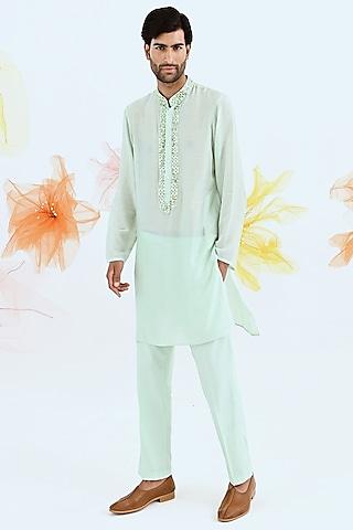 light blue printed kurta set