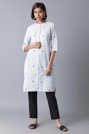 light blue printed kurta