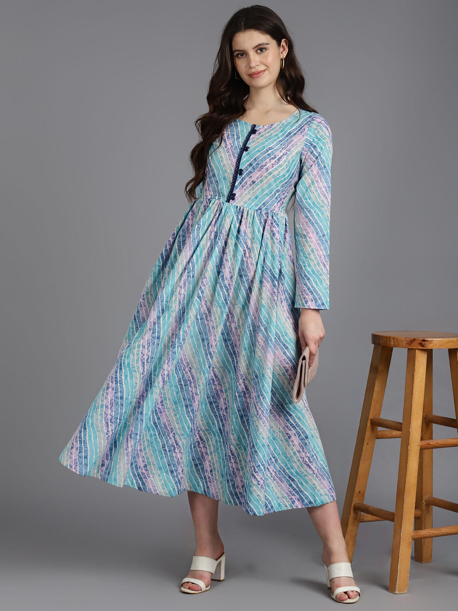 light blue printed long maxi dress