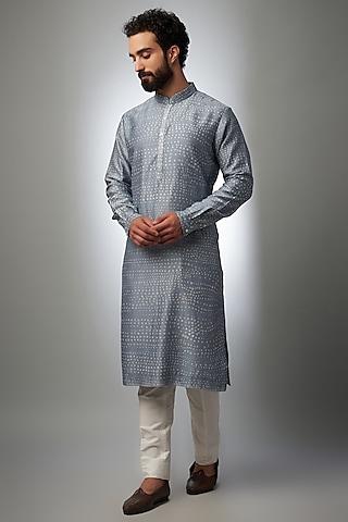 light blue pure silk bandhani printed kurta