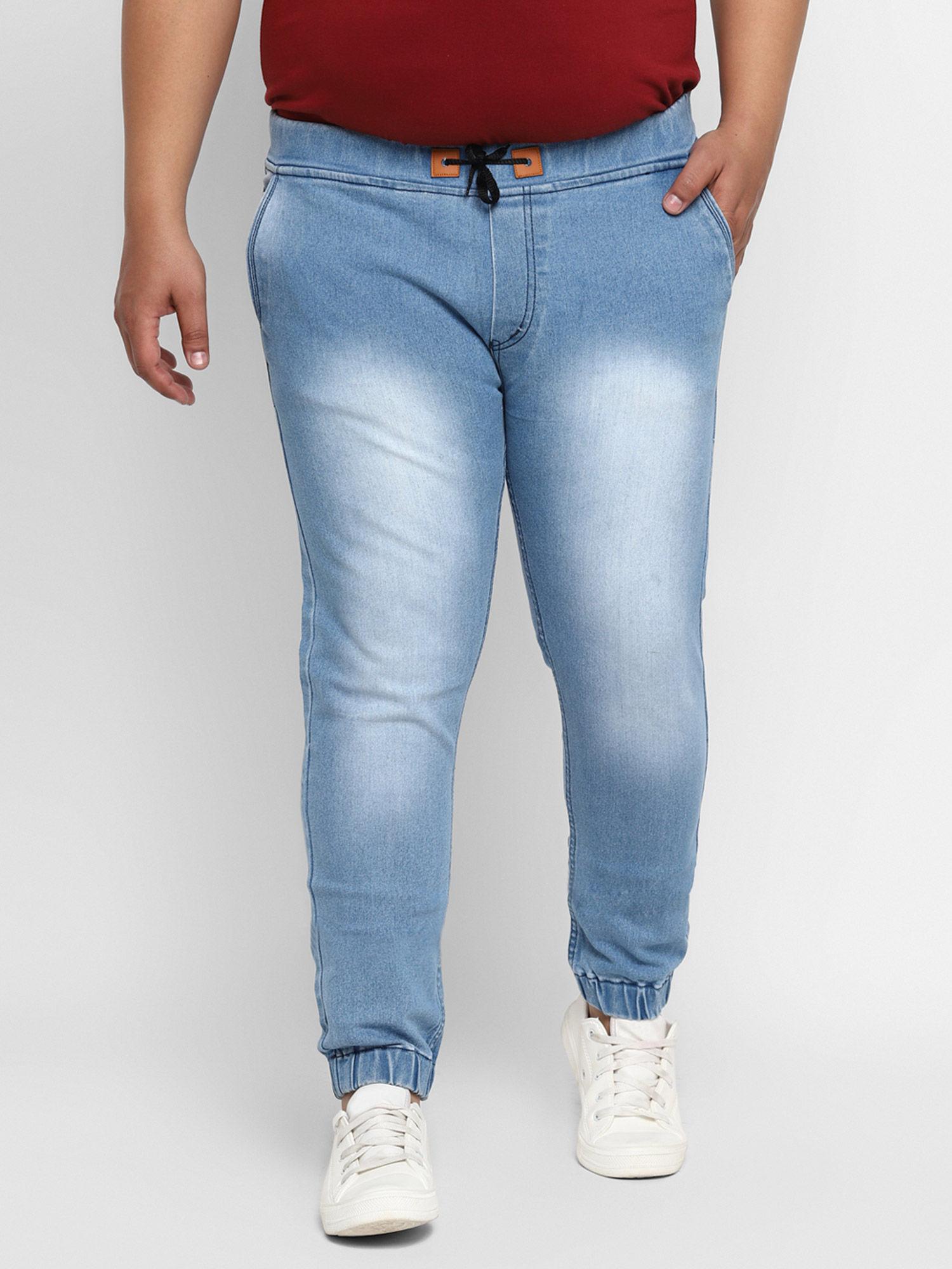 light blue regular fit jogger jeans stretch