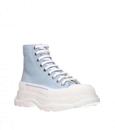 light blue round toe sneakers